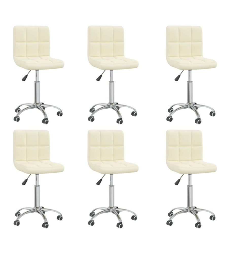 Chaises pivotantes à manger lot de 6 Crème Tissu