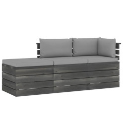 Salon palette de jardin 3 pcs avec coussins Bois de pin massif