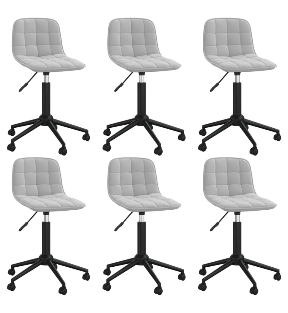 Chaises pivotantes à manger lot de 6 gris clair velours