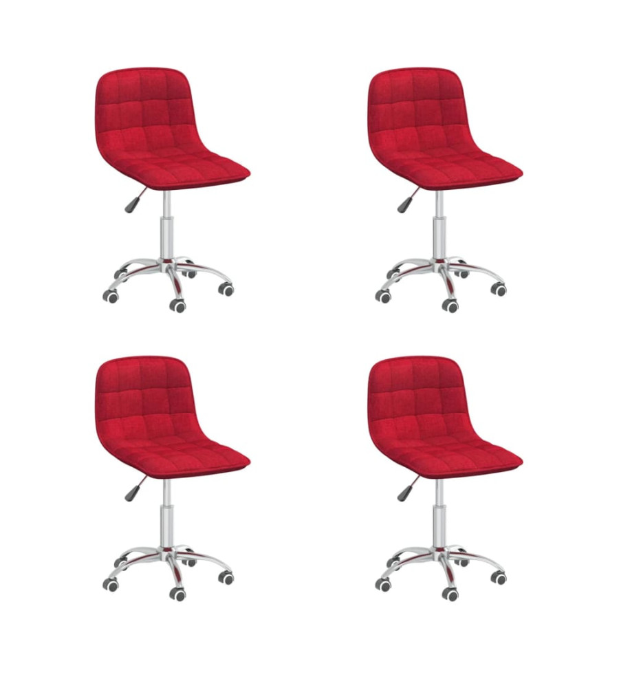 Chaises pivotantes à manger lot de 4 Rouge bordeaux Tissu