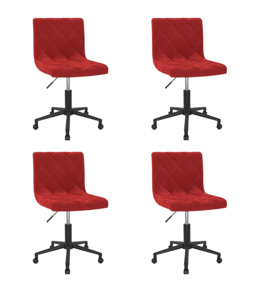 Chaises à manger pivotantes lot de 4 rouge bordeaux velours