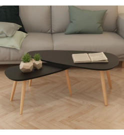 Ensemble de tables basses 2 pcs Bois de pin massif Noir