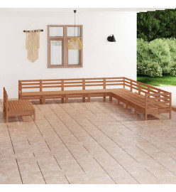 Salon de jardin 11 pcs Bois de pin massif Marron miel