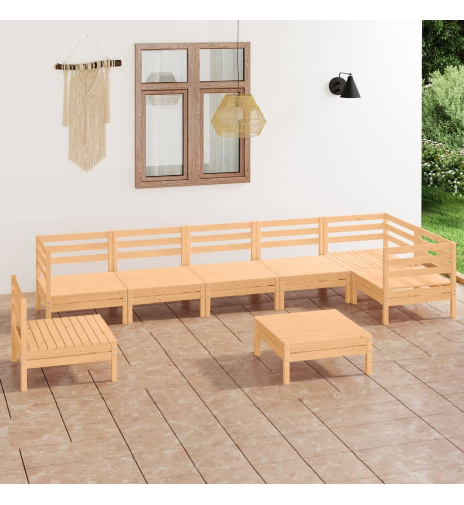 Salon de jardin 8 pcs Bois de pin massif