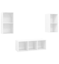 Ensemble de meuble TV 3 pcs Blanc brillant Aggloméré