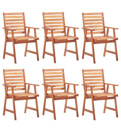 Chaises à dîner d'extérieur 6 pcs avec coussins Acacia massif