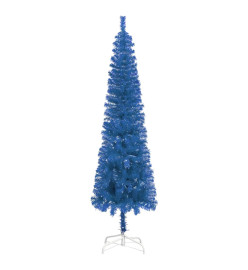 Arbre de Noël mince avec LED et boules Bleu 150 cm