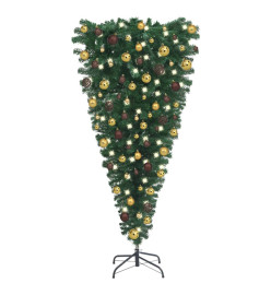 Arbre de Noël artificiel renversé avec LED et boules 180 cm