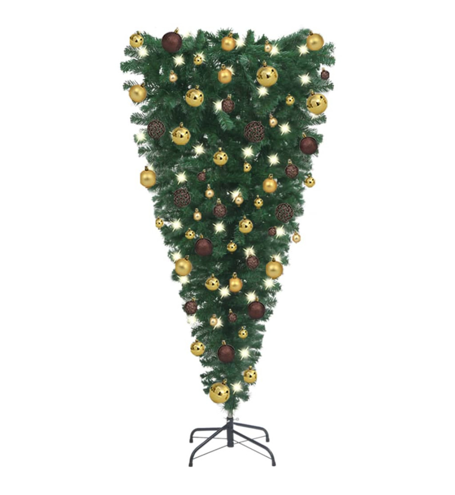 Arbre de Noël artificiel renversé avec LED et boules 120 cm