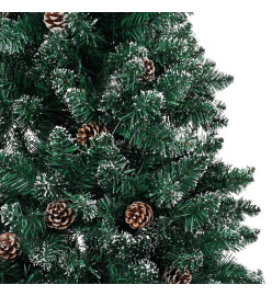 Sapin de Noël mince et LED et boules Vert 180 cm