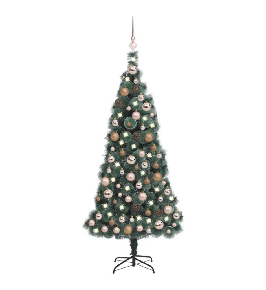 Arbre de Noël artificiel avec LED et boules Vert 120 cm PVC PE