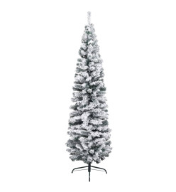 Sapin de Noël artificiel mince et LED et boules Vert 180 cm