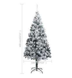 Sapin de Noël artificiel LED et flocons de neige Vert 400 cm