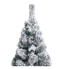 Sapin de Noël artificiel mince et LED et boules Vert 150 cm