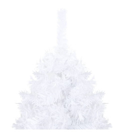 Arbre de Noël artificiel avec LED et boules Blanc 120 cm PVC