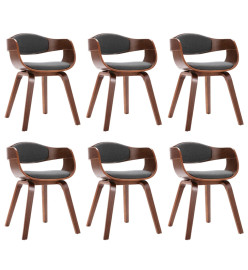 Chaises à manger lot de 6 bois courbé et tissu gris