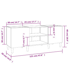 Armoire à disques gris béton 121x38x48 cm bois d'ingénierie