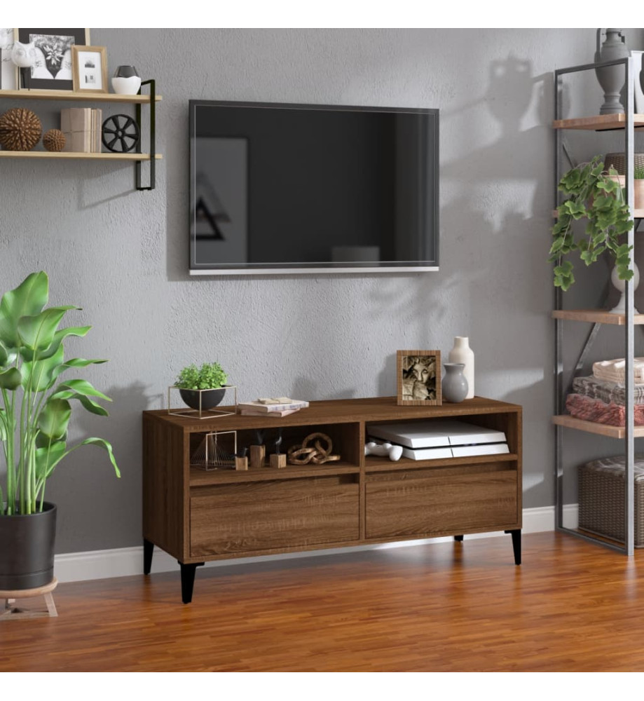 Meuble TV chêne marron 100x34,5x44,5 cm bois d'ingénierie