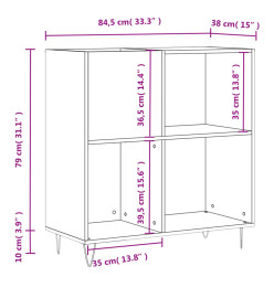 Armoire à disques chêne fumé 84,5x38x89 cm bois d'ingénierie