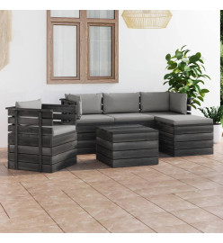 Salon palette de jardin 6 pcs avec coussins Bois de pin massif