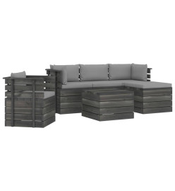 Salon palette de jardin 6 pcs avec coussins Bois de pin massif