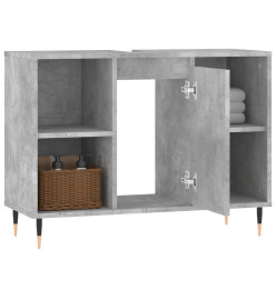 Armoire salle de bain gris béton 80x33x60cm bois d'ingénierie