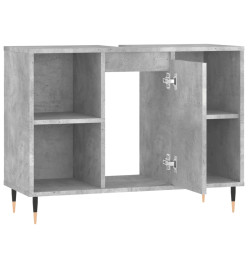 Armoire salle de bain gris béton 80x33x60cm bois d'ingénierie