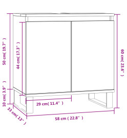 Armoire de bain chêne marron 58x33x60 cm bois d'ingénierie