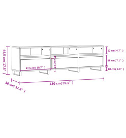 Meuble TV blanc 150x30x44,5 cm bois d'ingénierie