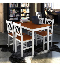 Ensemble de salle à manger 5 pcs Marron et blanc