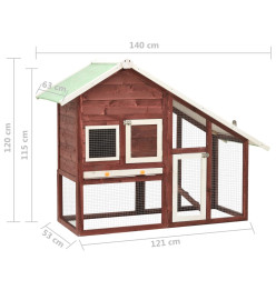 Clapier Moka et blanc 140x63x120 cm Bois de sapin massif