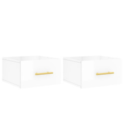 Tables de chevet murales 2 pcs blanc brillant 35x35x20 cm