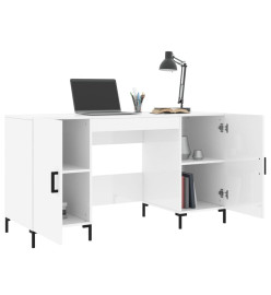 Bureau Blanc brillant 140x50x75 cm Bois d'ingénierie