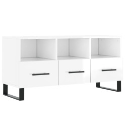 Meuble TV Blanc brillant 102x36x50 cm Bois d'ingénierie