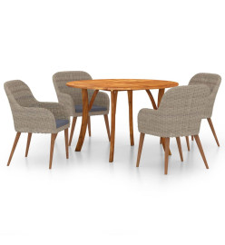 Ensemble de salle à manger de jardin 5 pcs Marron