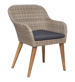 Ensemble de salle à manger de jardin 5 pcs Marron