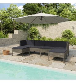 Salon de jardin 6 pcs avec coussins Résine tressée Gris