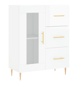 Buffet Blanc brillant 69,5x34x90 cm Bois d'ingénierie