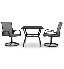 Ensemble de salle à manger de jardin 3 pcs Textilène et acier