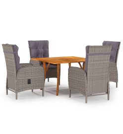 Ensemble de salle à manger de jardin 5 pcs Gris