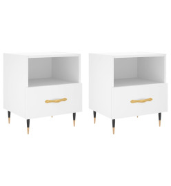 Tables de chevet 2 pcs blanc 40x35x47,5 cm bois d’ingénierie