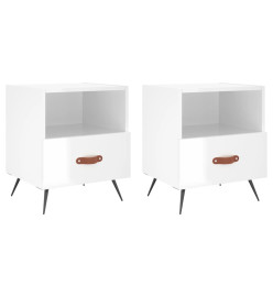 Tables de chevet 2 pcs blanc brillant 40x35x47,5 cm