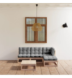 Salon de jardin 5 pcs avec coussins Bois de pin massif