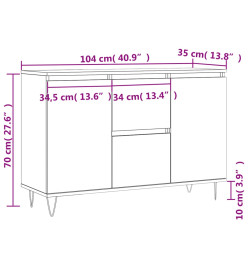 Buffet chêne marron 104x35x70 cm bois d'ingénierie