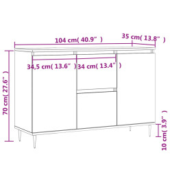 Buffet noir 104x35x70 cm bois d’ingénierie