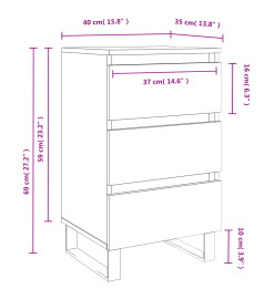 Tables de chevet 2 pcs blanc brillant 40x35x69 cm