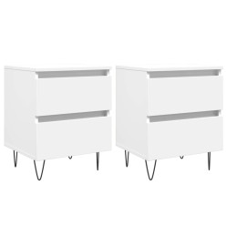 Tables de chevet 2 pcs blanc 40x35x50 cm bois d’ingénierie