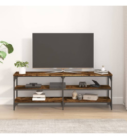 Meuble TV chêne fumé 140x30x50 cm bois d'ingénierie