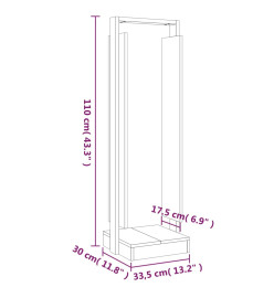 Porte-bûches Blanc 33,5x30x110 cm Bois massif de pin