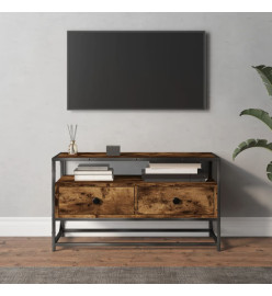 Meuble TV chêne fumé 80x35x45 cm bois d'ingénierie